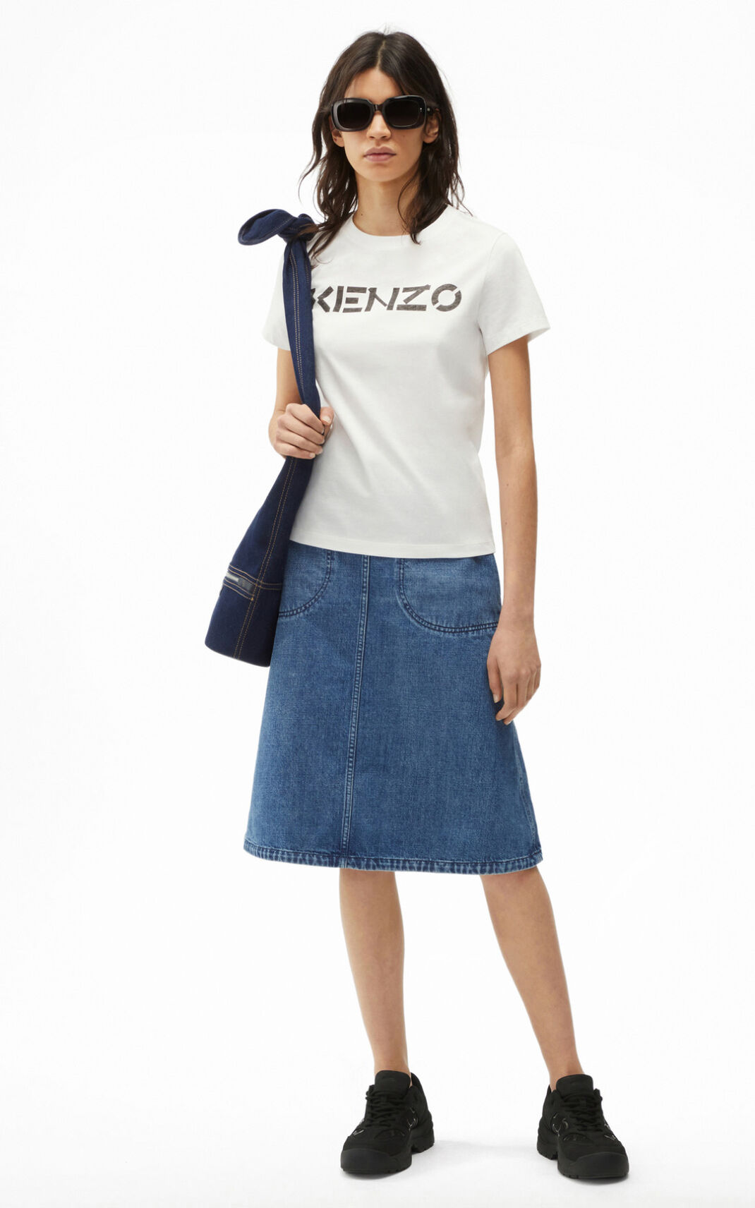 T Shirt Kenzo Femme Logo Blanche GNIVA-5209